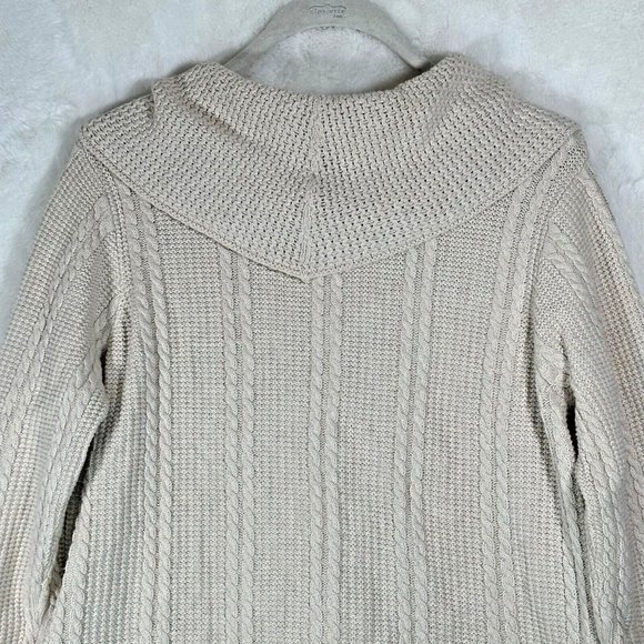 Jeanne Pierre Beige Long Sleeve Sweater Womens 1X Cable Knit Plus Size Sweater - Picture 4 of 11
